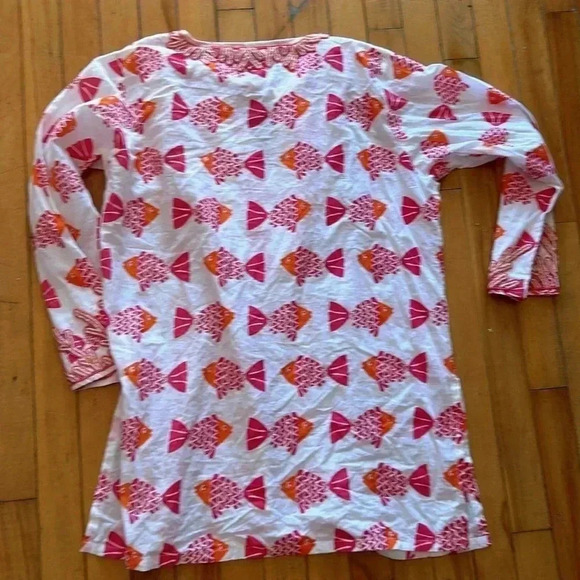 Barbara  Gerwit fish beaded coral tunic - Picture 9 of 10